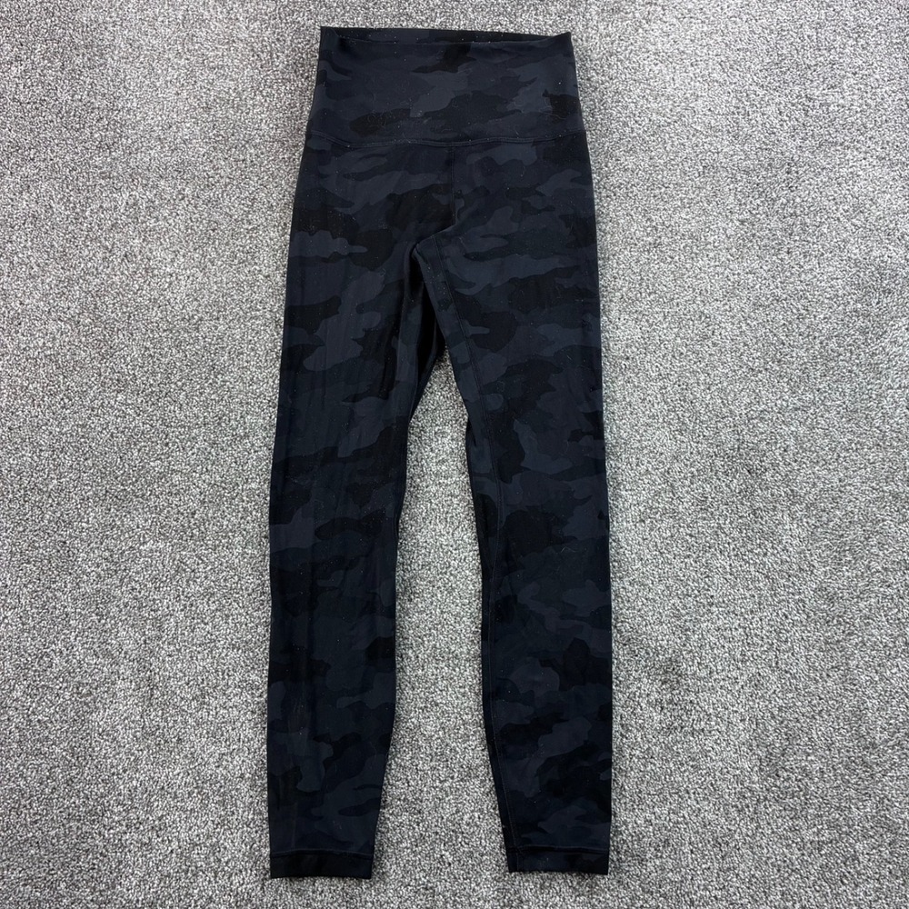 Lululemon Align Leggings Women's 4 Black Camo High Rise Yoga Pants W5BY3S